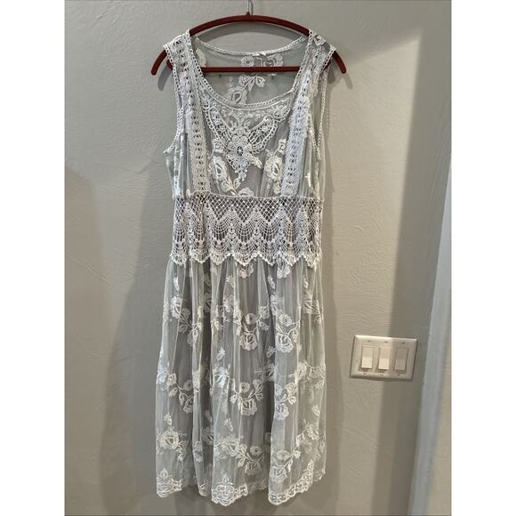 Sundance Dress 16 Lace Floral Embroidered Love Always Coquette Delicate Dainty - Picture 2 of 13